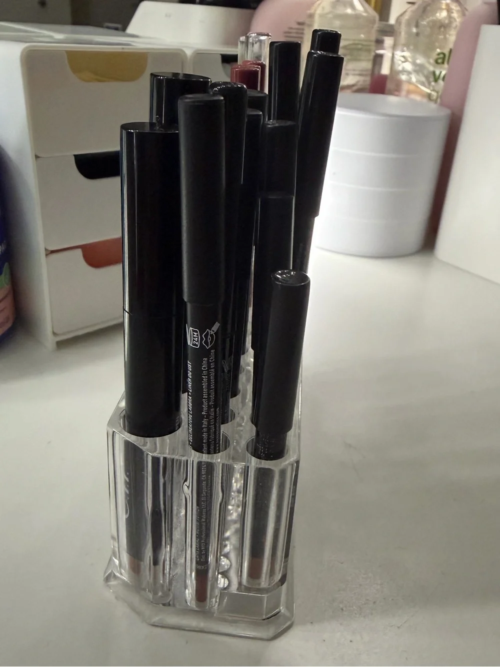 Clear Acrylic Makeup Pencil & Brush Organizer - Transparent Cosmetic Holder
